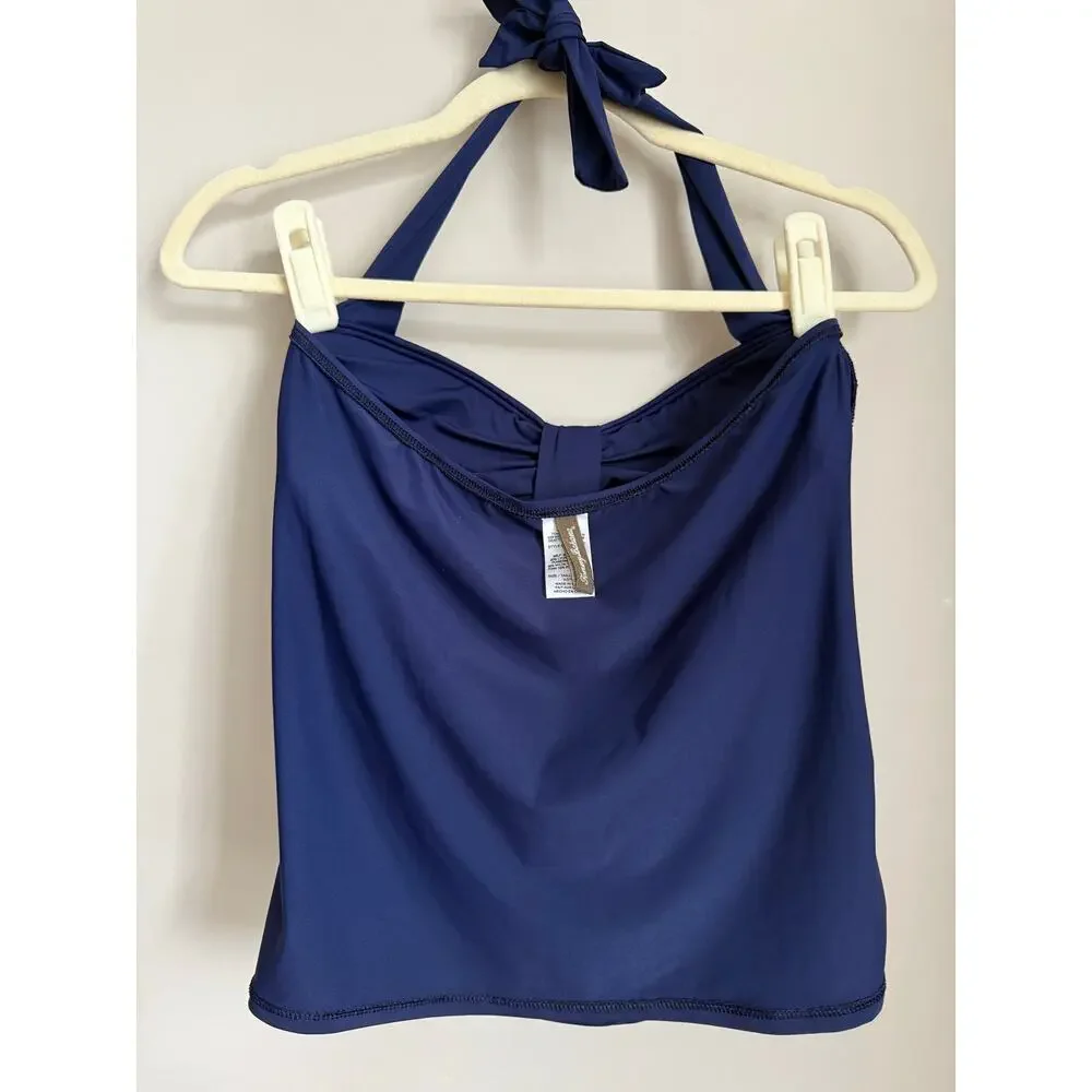 Tommy Bahama Navy Halter Tankini‎ Swim Top with Bow Bust Size XS